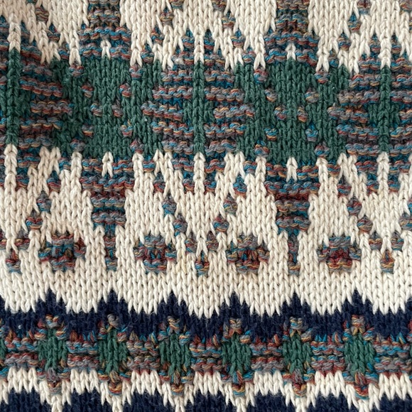 Vintage 100% cotton fair isle knit sweater made in USA - size large - Picture 2 of 7